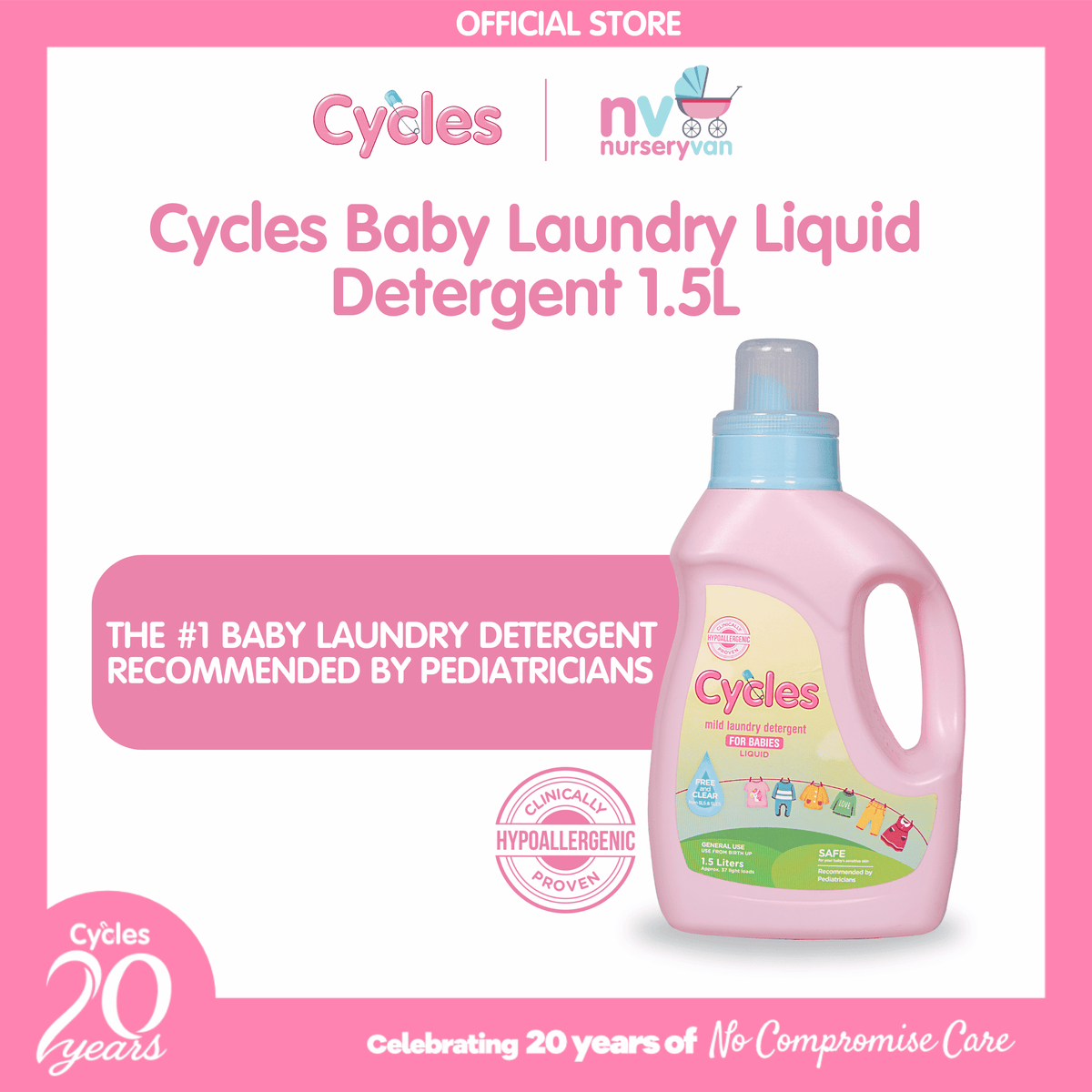 Cycles Mild Laundry Liquid Detergent 1.5L