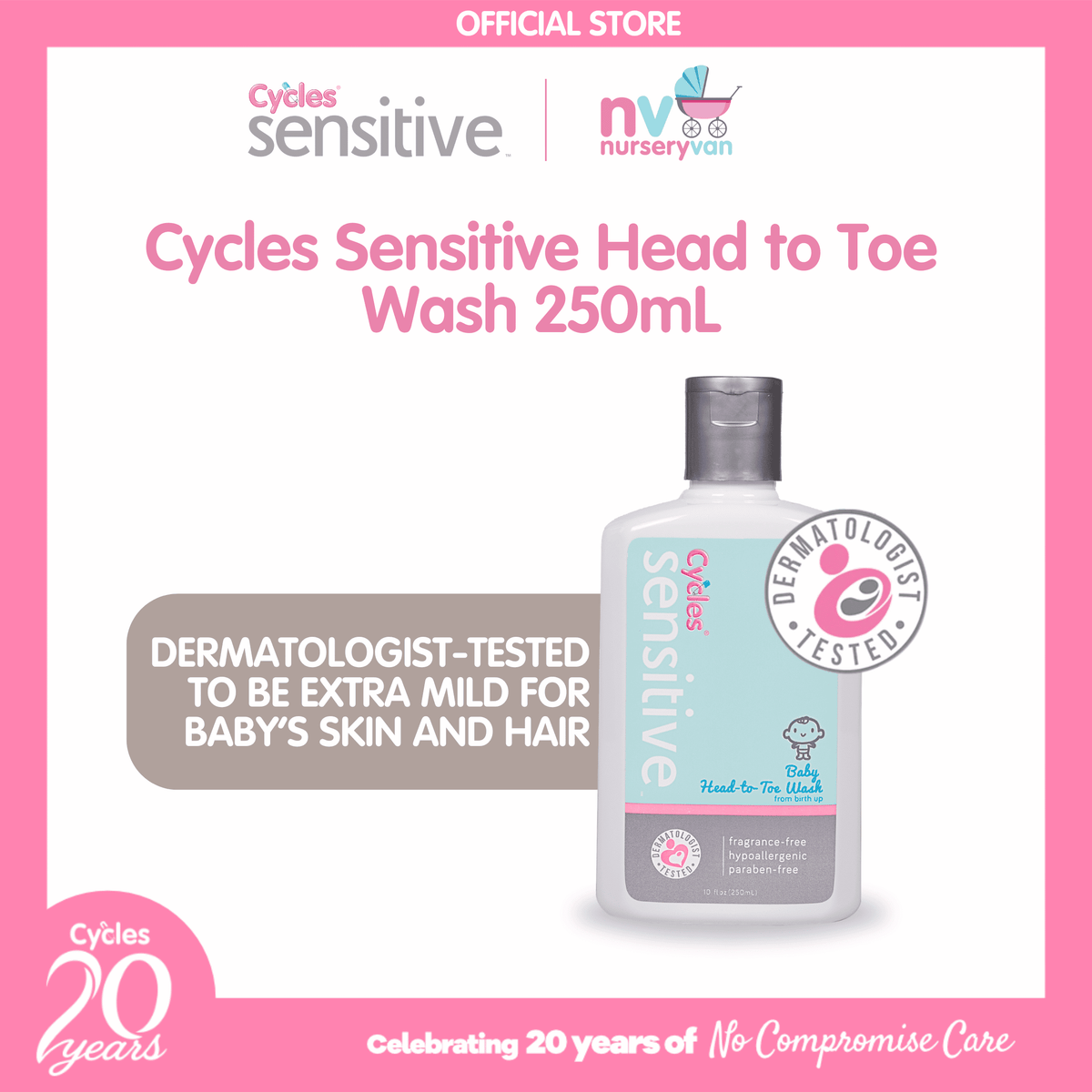 Cycles Sensitive Head to Toe Wash 250mL