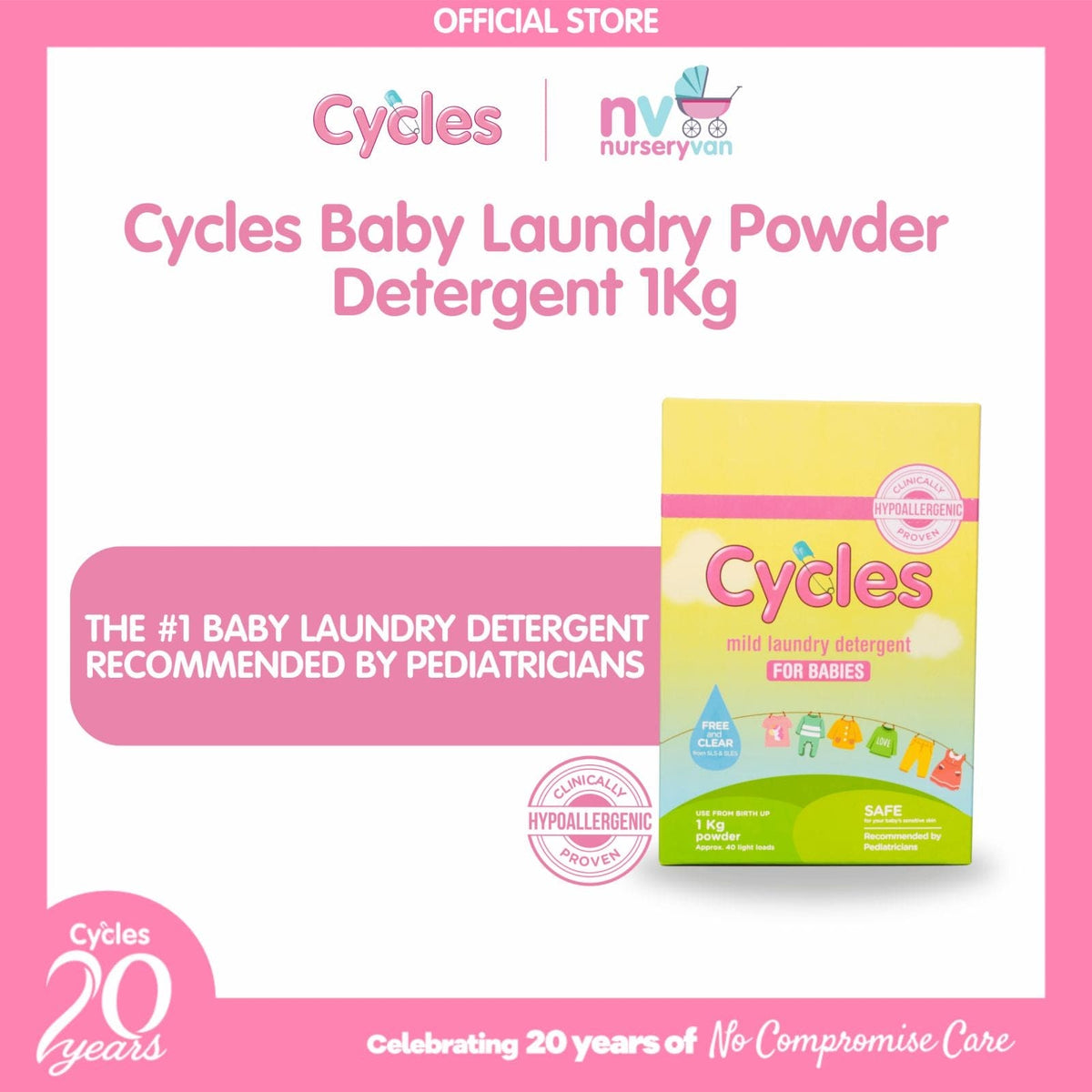 Cycles Mild Laundry Powder Detergent 1kg